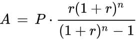 A=P*r(1+r)^n/((1+r)^n-1)